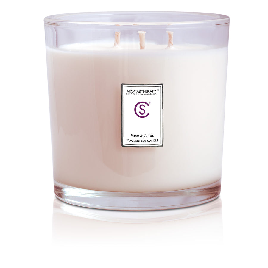 Rose & Citrus Aromatherapy Candle 1000ml in a Luxury carrier box.