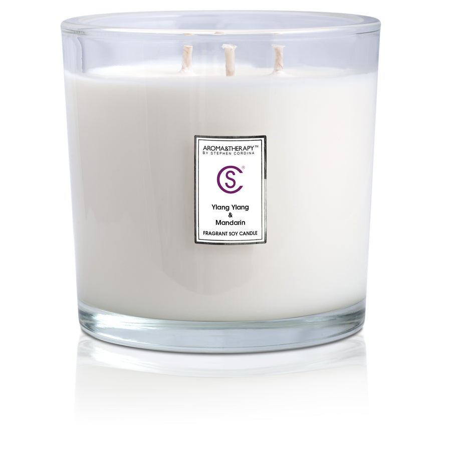Ylang Ylang & Mandarin Aromatherapy Candle 1000ml in a Luxury carrier box.