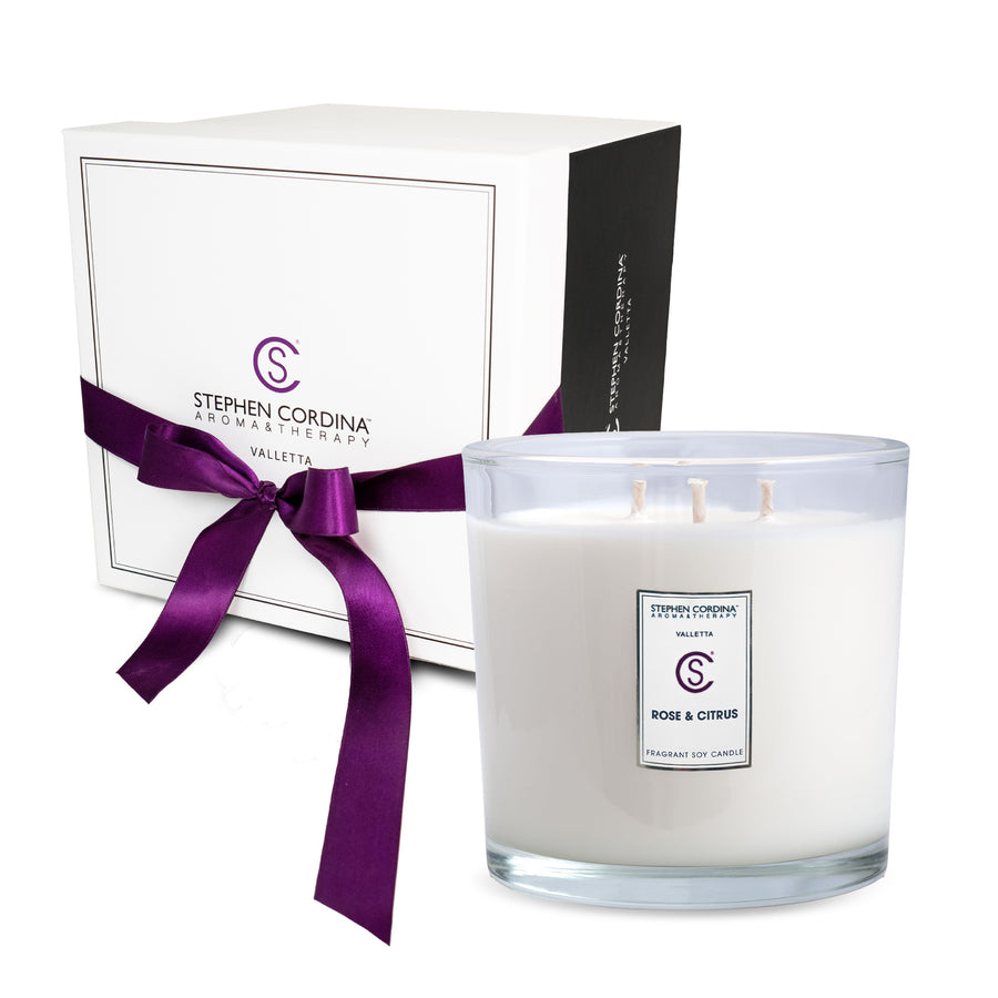 Rose & Citrus Aromatherapy Candle 1000ml in a Luxury carrier box.