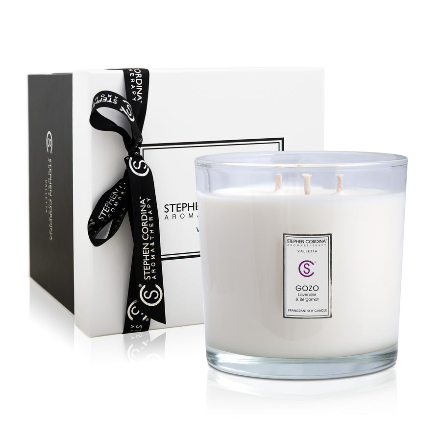 Gozo Aromatherapy Candle 1000ml in a Luxury carrier box.
