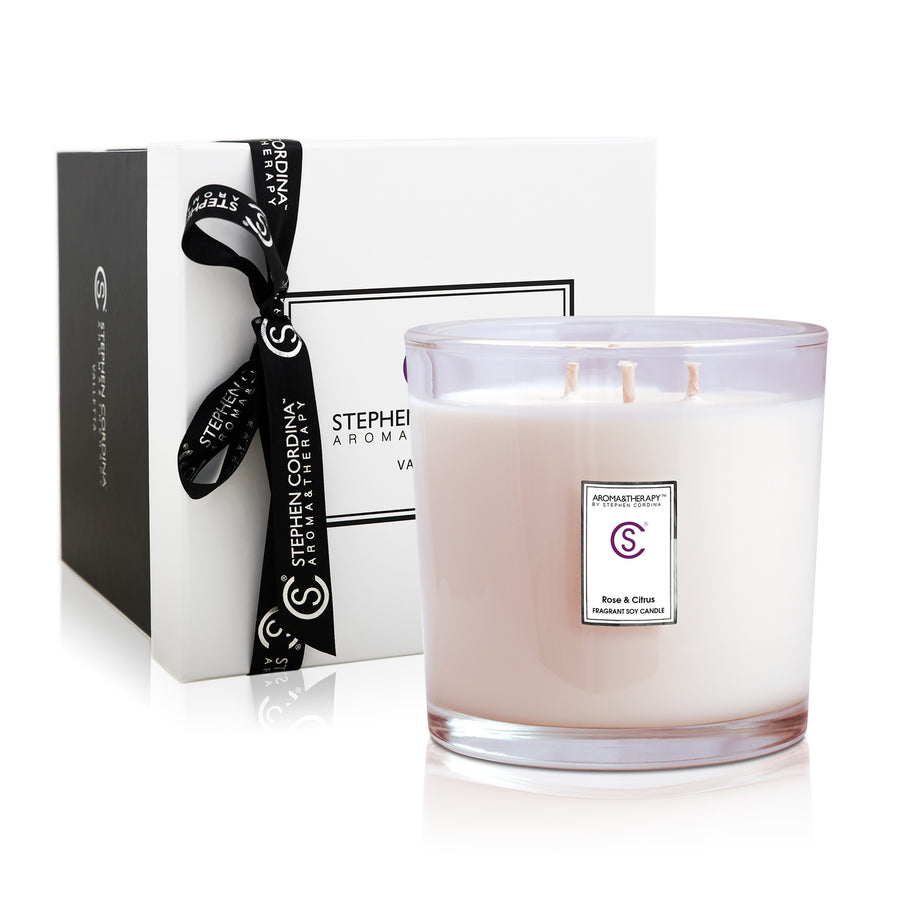Rose & Citrus Aromatherapy Candle 1000ml in a Luxury carrier box.